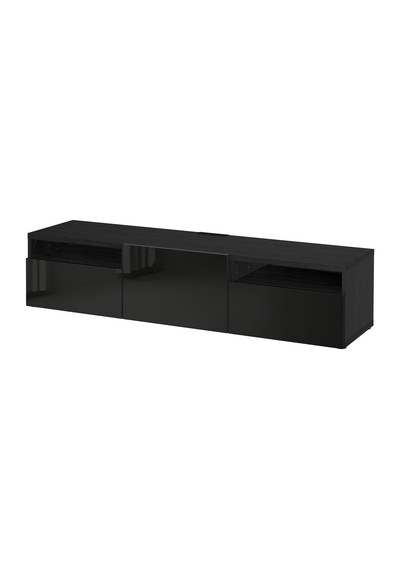 Tv Sehpası, Venge-parlak Cila-siyah, 180x42x39 Cm, Selsvıken, Çıt Çıt Raylı Siyah Tv Sehpası, Venge-parlak Cila-siyah, 180x42x39 Cm, Selsvıken, Çıt Çıt Raylı Siyah