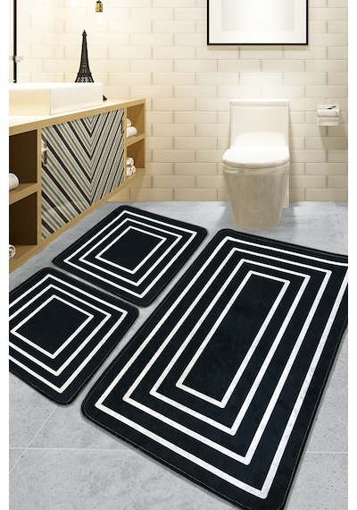 Wale Siyah 3'lü Set Banyo Paspası Siyah-üçlü