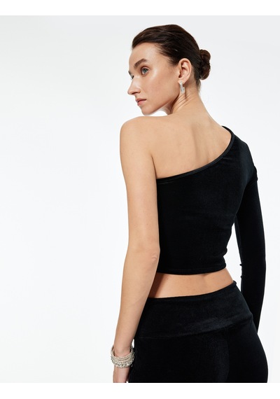 Koton Slim Fit Asimetrik Yaka Uzun Kollu Crop Tek Omuz Kadife Bluz Siyah 6wak50056ek Siyah Koton Slim Fit Asimetrik Yaka Uzun Kollu Crop Tek Omuz Kadife Bluz Siyah 6wak50056ek Siyah