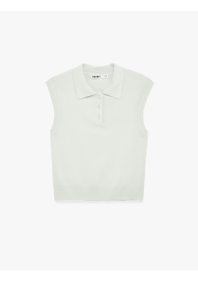 Koton Kolsuz Düğmeli Polo Yaka Triko Bluz Mınt 6sak30005ht Mint