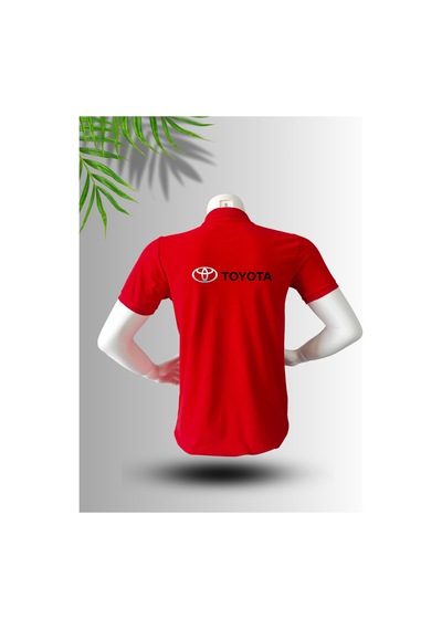 Frooy Toyota Logo Baskılı Polo Yaka Pamuklu T-shirt Kırmızı