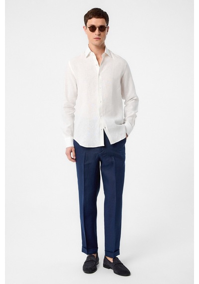 Antioch 100% Keten Comfort Fit Erkek Gömlek Ekru