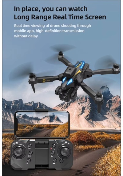 Çift Kameralı Engel Kaçınma Sensörlü Drone Uzaktan Kumandalı App Destekli Led Işıklı Quadcopter