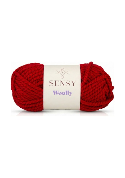 Sensy Premium Woolly El Örgü Ipi Atkı Bere Şapka Ip Panço Ipi Hırka Ipliği Kırmızı