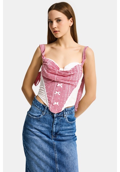 Kadın Beyaz Pembe W5 Özel Tasarım Bağcıklı Askılı Büstiyer