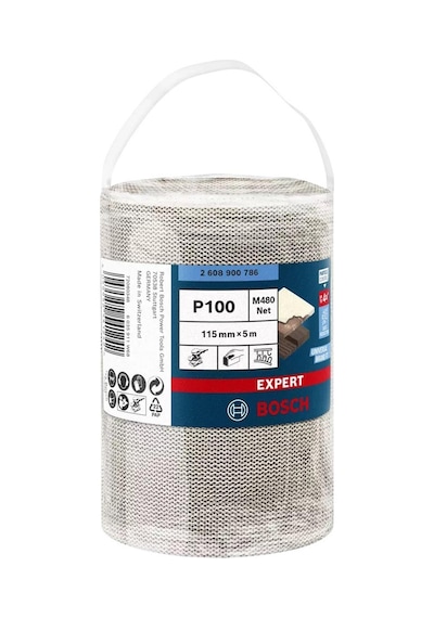 Bosch M480 115 Mm 100 Kum Cırtlı Rulo Elek Telli Ağ Zımpara 2608900786
