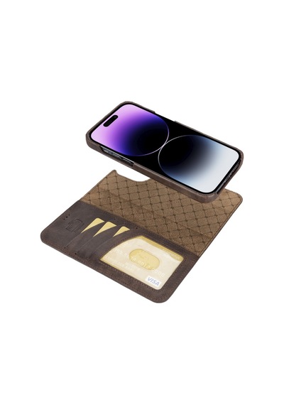 Bouletta Apple İphone 14 Pro Max Uyumlu Deri Kılıf Mw36 Tn03