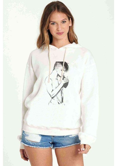 Anime Attack On Titan Baskılı Beyaz Kadın Kapşonlu Sweatshirt (534770685)