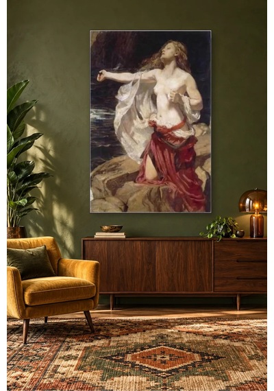 Fida Herbert Draper Kayalıkta Ariadne Canvas Tablo Çok Renkli