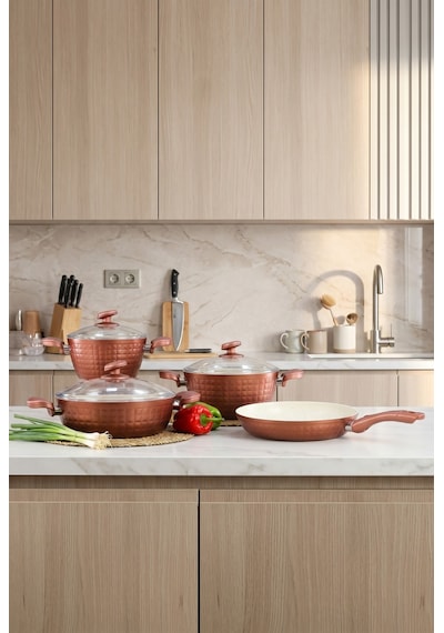 Pro Plus 7 Parça Granit Tencere & Tava Seti - İndüksiyon Uyumlu Turuncu