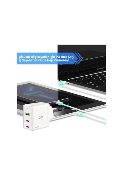 Bx3p65g 65w Gan Qualcom 4.0 2 Type-c &amp Usb-a 3 Portlu, Macbook Air, İpad Air, Apple iPhone Uyumlu  17/16/15/14/14 Max Apple iPhone Uyumlu  /13/1
