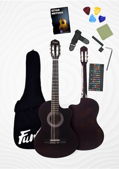 Cg-3901cf Klasik Gitar 4/4 Sap Ayarlı Kesik Kasa Full Set Kahverengi