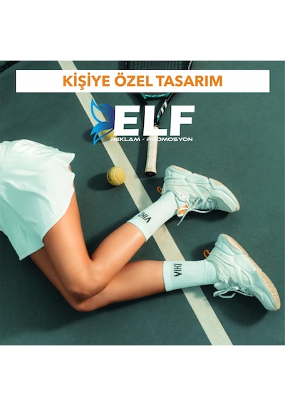 Elf Reklam Kişiye Özel Spor Çorap Baskılı Tasarlanabilir Beyaz
