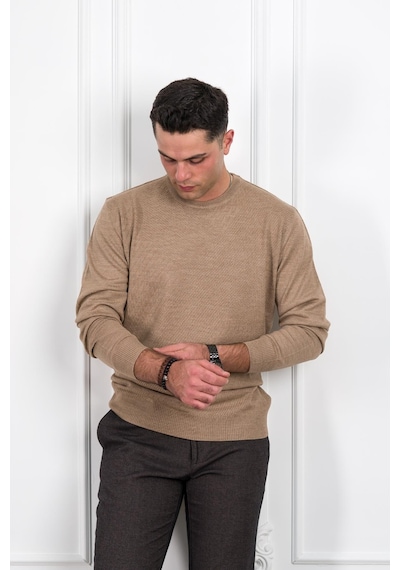Woolen World Sıfır Yaka Regular Fit Desenli Erkek Kazak 001