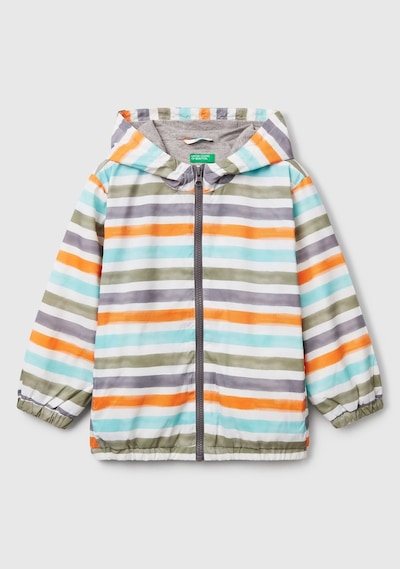Benetton Mix Erkek Bebek Çizgili Yağmurluk Beyaz