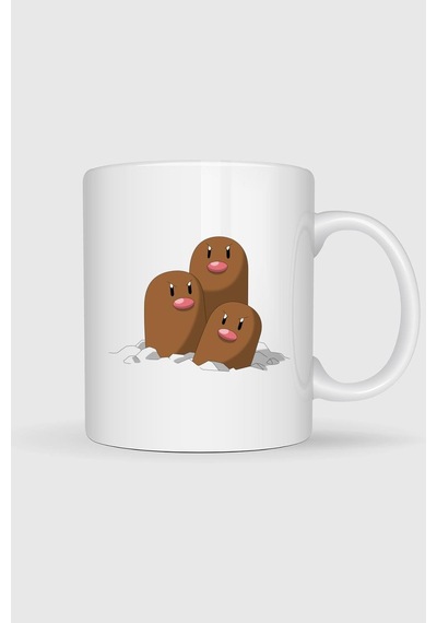 Dugtrio Baskılı Kupa Bardak Beyaz