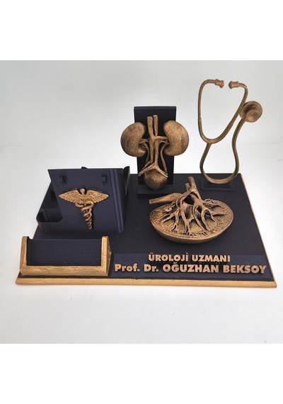 Kişiye Özel Üroloji Doktoru Masa İsimliği Ve Kartvizitlik Gold - Siyah