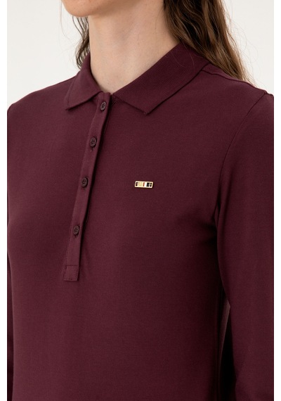 U.S. Polo Assn. Kadın Bordo Basic Polo Yaka Sweatshırt 50313593-VR177