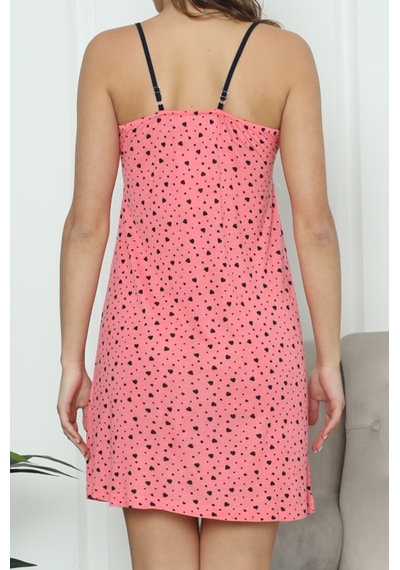 Nicoletta Kadın Tunik Gecelik İp Askılı Viskon Likrali Pembe 81392 R16 Pembe