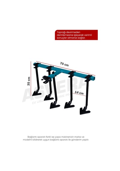 Asvera 5'li Kazayağı Çapa Makinesi Aparatı - 100 Cm Genişlikte Ayarlanabilir Kültivatör Ve Ot Temizleme