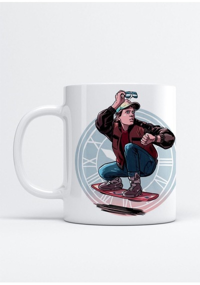 Back To The Future Baskılı Porselen Kupa Bardak Beyaz