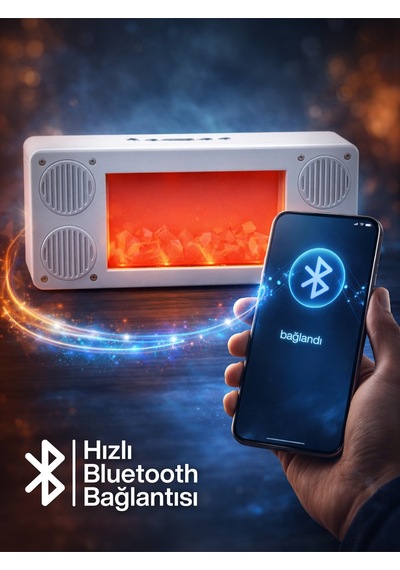 Şömine Alev Efektli Bluetooth Hoparlör I Fm Radyo I Usb Girişli I Hafıza Kartlı I Type-c Şarjlı