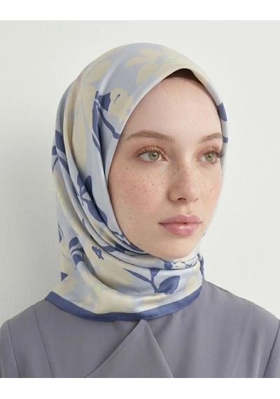 Bushu Lavender Twill Eşarp - Çiçek Desenli Mor
