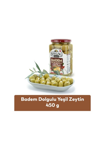 Badem Dolgulu Yeşil Zeytin 450 Gr Cam Kavanoz
