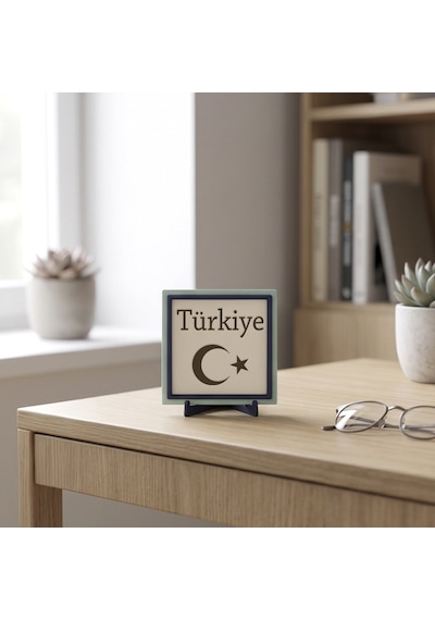 Ay Yıldız Temalı Modern Dekoratif Obje, Yaşam Alanınıza Zarafet Katan Şık Masaüstü Aksesuarı 10x10cm