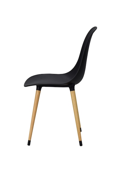 Vilinze Eames Naturel Ahşap Ayak Plastik Siyah Sandalye Eames-beyaz Siyah - Naturel