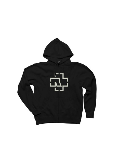 Rammstein Logo Siyah Fermuarlı Kapşonlu Sweatshirt