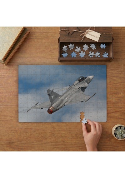 Gripen Savaş Uçağı Tasarımı 240 Parça Ahşap Puzzle Ahşap Kutuda Mpy10040