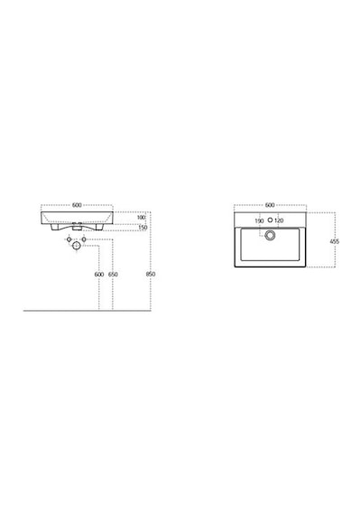 Lucco Stance 60 CM Konsollu Dikdörtgen Lavabo Beyaz