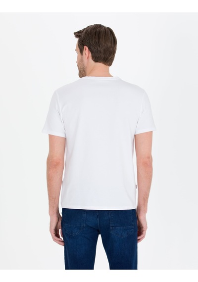 Pierre Cardin Beyaz Slim Fit V Yaka Basic Tişört