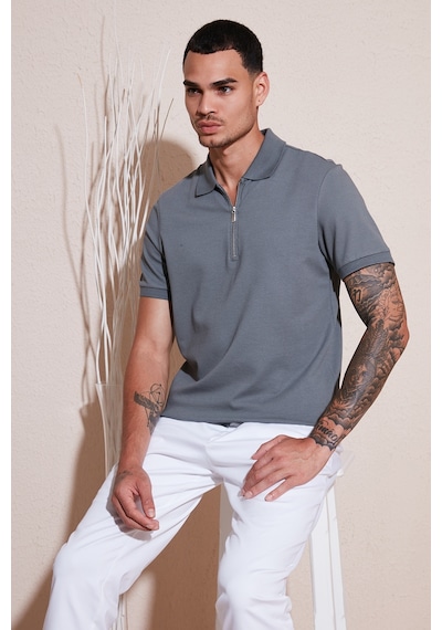 Buratti Pamuklu Regular Fit Fermuarlı Erkek Polo Yaka T Shirt 5902915 Açık Haki