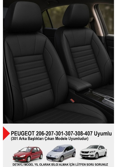 Naz Oto Stone Deri Oto Koltuk Kılıfı - Bel Destekli Peugeot 206-207-208-306-307-407 Uyumlu