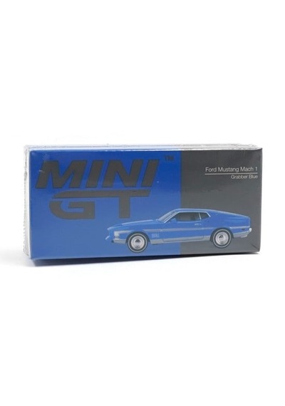 1:64 Ölçek Mini Gt Ford Mustang Mach 1 Grabber Blue Diecast Metal Minyatür Model Araba 5cm