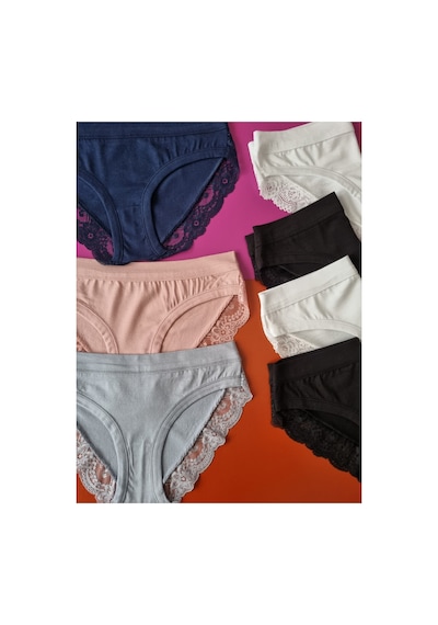Demirsa Boutique Dantelli, Biye Detaylı Lacivert, Pudra, Mavi, 2 Beyaz Ve 2 Siyah Renk 7'li Modal Kadın Bikini Külot Çok Renkli Demirsa Boutique Dantelli, Biye Detaylı Lacivert, Pudra, Mavi, 2 Beyaz Ve 2 Siyah Renk 7'li Modal Kadın Bikini Külot Çok Renkli
