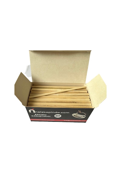 Omeyva Organik Tahta Ahşap Bambu Çay Kahve Karıştırıcı Çubuk - 10 Cm. - 400 Adetlik 1 Paket Kahverengi