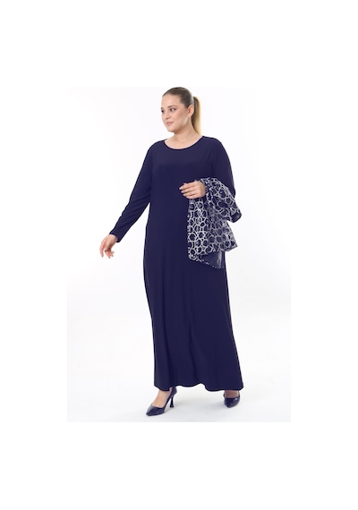 Ladies First Büyük Beden 3911 Lacivert Ceket+Elbise Takım 001