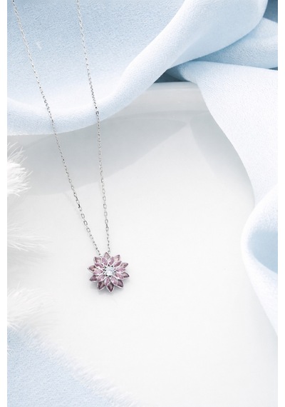 Çekirdekjewelry 925 Ayar Gümüş Lotus Kolye Gri