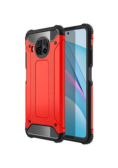 Noktaks - Redmi Note 9 Pro 5g Uyumlu - Kılıf Çift Katman Zırh Tank Crash Military Kapak - Kırmızı Kırmızı