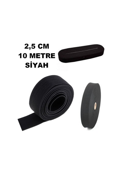 Lastik Sert Yumuşak Çamaşır Don Etek Bel Paça Bebe Lastiği 2.5 CM 10 M Siyah