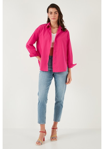 Lela Pamuklu Regular Fit Önü Kısa Arkası Uzun Oval Kesim Bayan Gömlek Cf25S163867 Fuşya