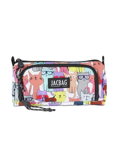 Jacbag Prıme Xl-lastik Ayraçlı İki Bölmeli Kalem Kutusu Sarı Kedi Genel