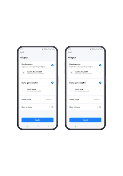 Wifi Kablosuz Pilli Termostat Seti, Sensör + Kuru Kontak Röle