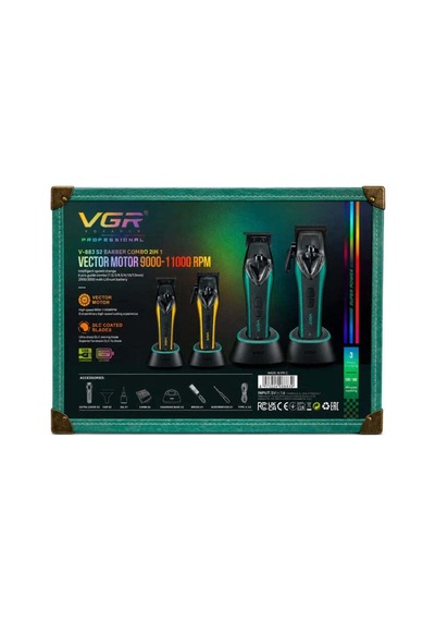 Tıraş Makinesi Seti V-883 S2 - Profesyonel 2'li Vector Motor 11000 Rpm - Yeşil