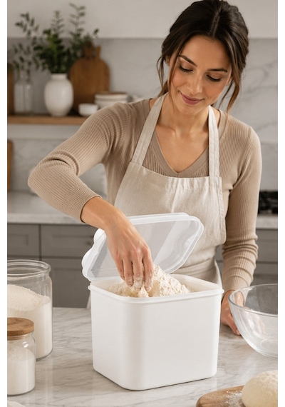 Masal Saklama Kabı Beyaz 10 Litre Un Ve Bakliyat Saklama Kabı Kapaklı Erzak Düzenleyici Vp-037 Diğer