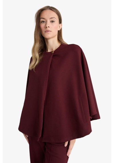 Defacto Regular Fit Bisiklet Yaka Cepli Pelerin Hırka F3686ax25aubr34 Bordo