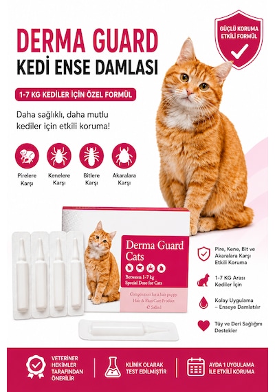 Kedi Dış Ense Deri Damlası Pire Bit Kene Deri Bakımı Için Bitkisel Damla 5x1 Ml